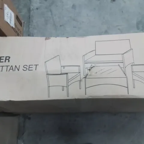 BOXED KEPLIN 4 SEATER SOFA RATTAN SET -GREY-