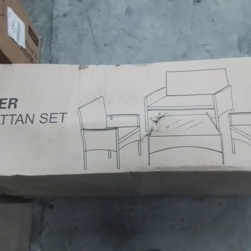 BOXED KEPLIN 4 SEATER SOFA RATTAN SET -GREY-