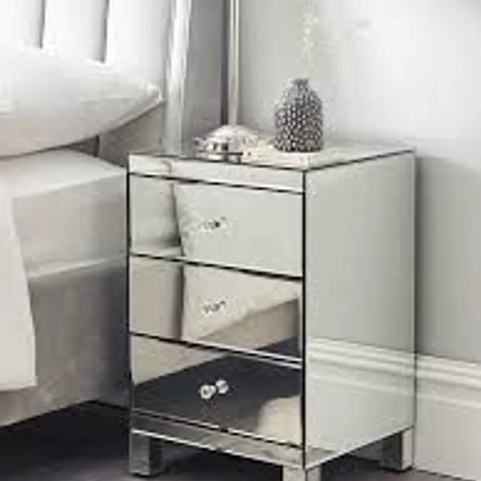 PARISIAN READY ASSEMBLED MIRRORED TALL CHEST OF 3 DRAWERS - COLLECTION ONLY