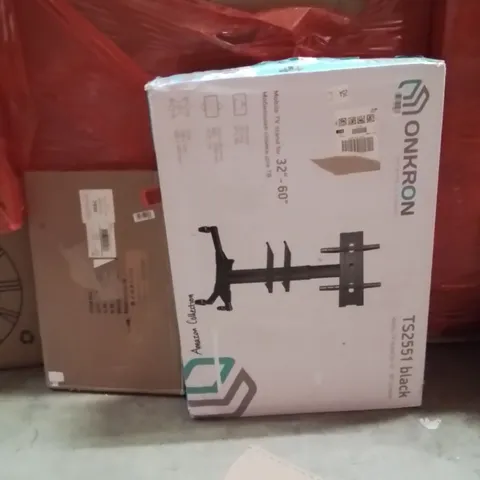 PALLET OF ASSORTED HOUSEHOLD GOODS AND PRODUCTS TO INCLUDE;MOBILE TV STAND,MIRROR 