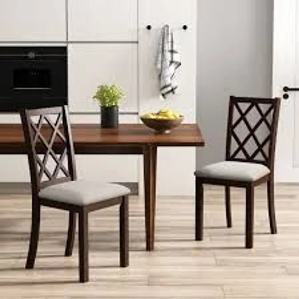 BOXED COSTWAY SET OF 2 BROWN DINING CHAIRS WITH INCLINED BACKREST