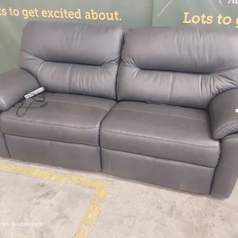 QUALITY BRITISH DESIGNER G PLAN SEATTLE POWER RECLINING THREE SEATER SOFA CAMBRIDGE PETROL BLUE LEATHER