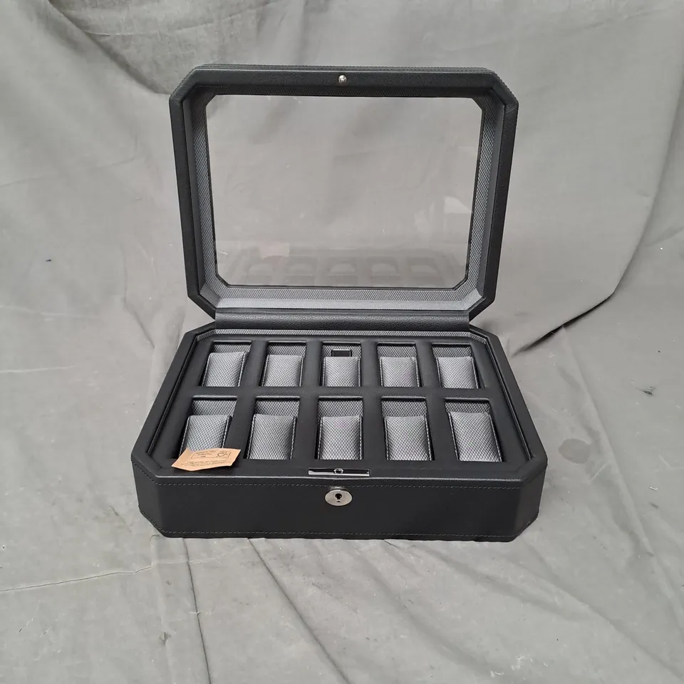 WOLF WINDSOR 10 PIECE WATCH BOX IN BLACK