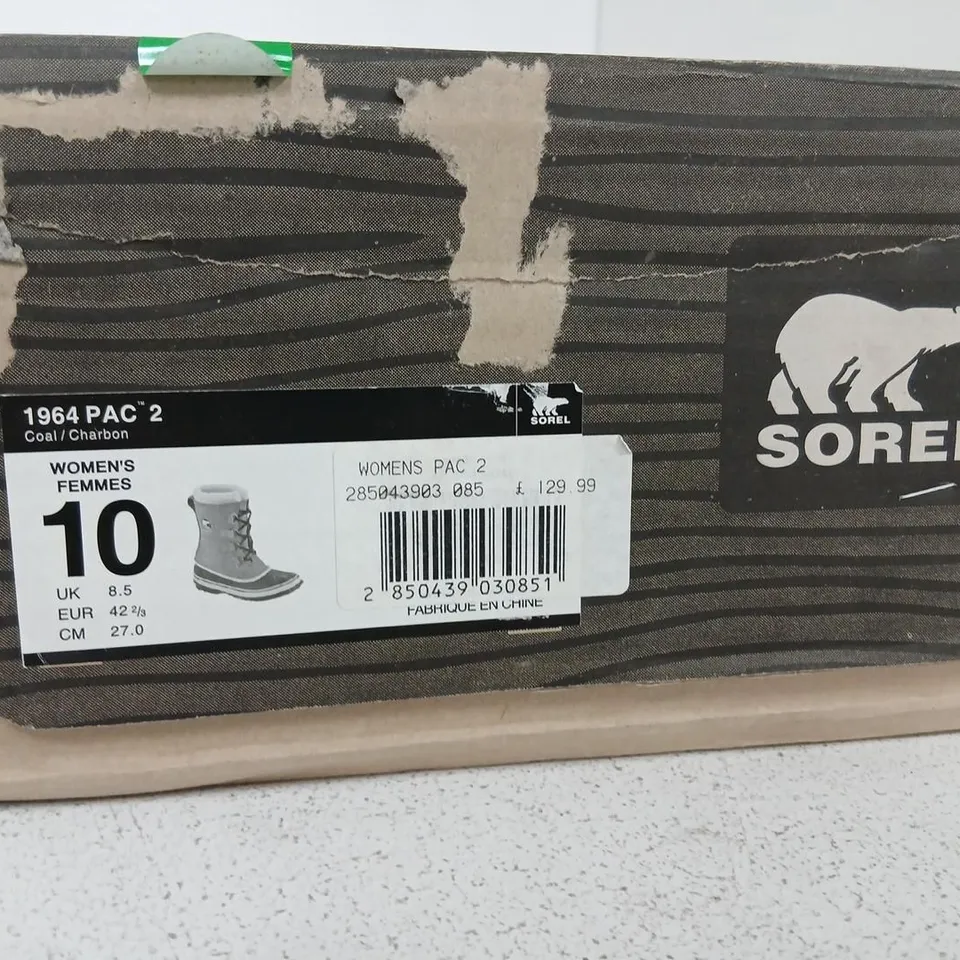 SOREL WOMEN'S PAC 2 BOOTS, COAL/CHARBON – UK 8.5 (US 10), BOXED