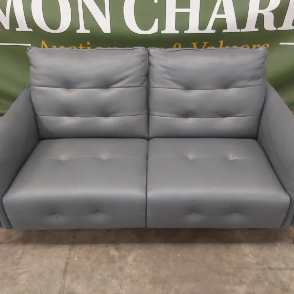 QUALITY DESIGNER ITALIAN MADE LEATHER BOLANZO LOVESEAT - BLUE