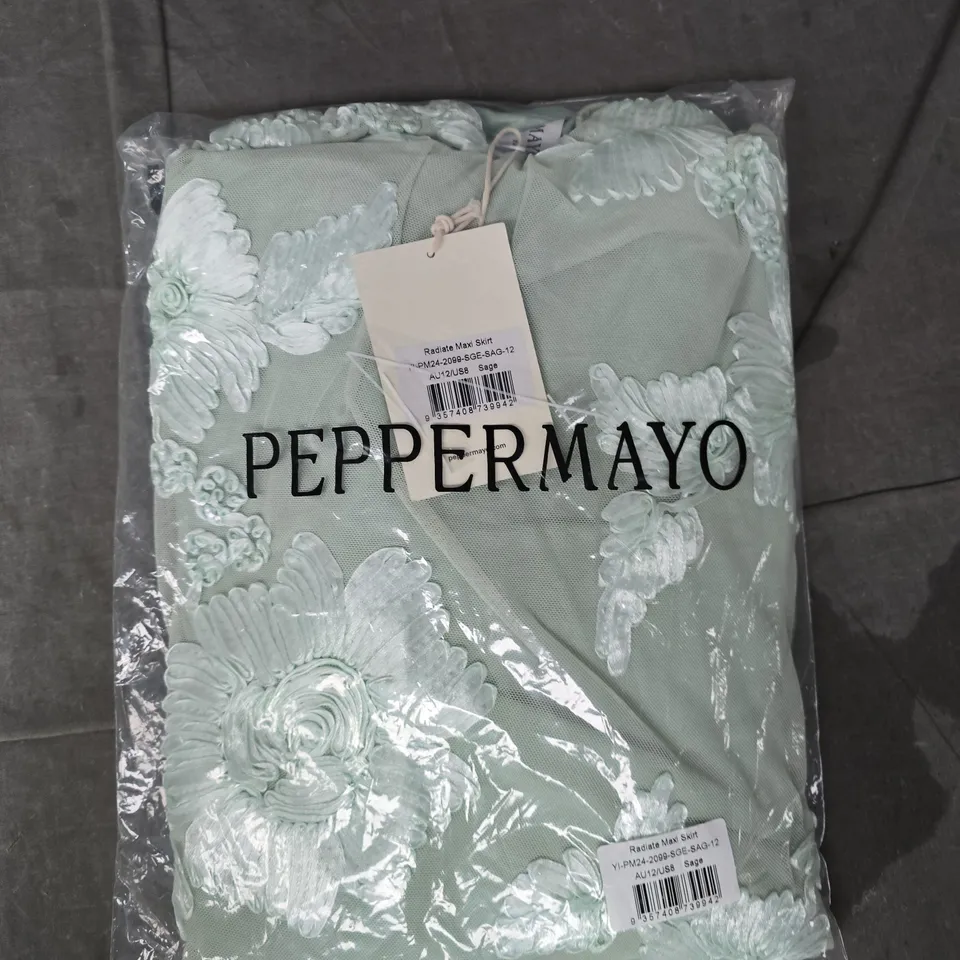 PEPPERMAYO RADIATE MAXI SKIRT IN SAGE SIZE AU12/US8
