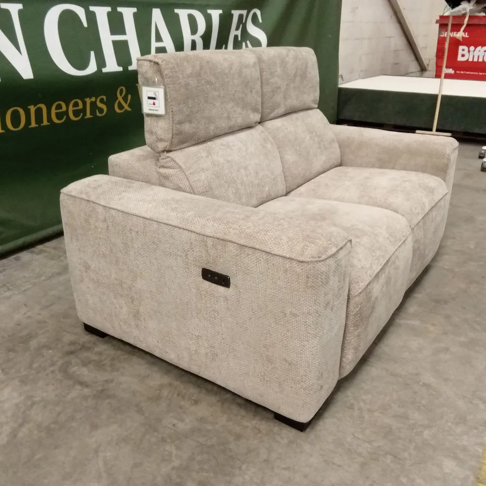 VENOSA 2 SEATER POWER RECLINER FABRIC SOFA - NATURAL RRP £1299