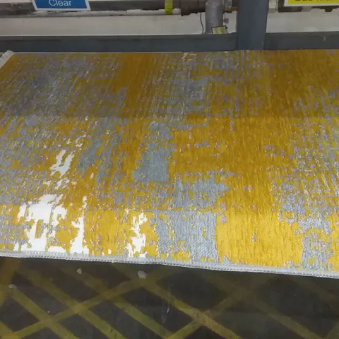 DOUBLE SIDED MUSTARD AND LIGHT GREY CARPET WITH A WHITE TRIM