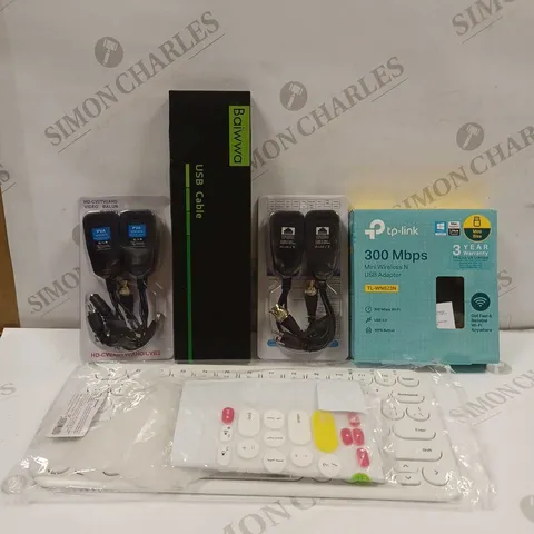 LOT TO CONTAIN APPROX 15 X ASSORTED ELECTRONIC & COMPUTER PRODUCTS, INCLUDES CHARGING CABLES, WIRELESS USB ADAPTER ETC