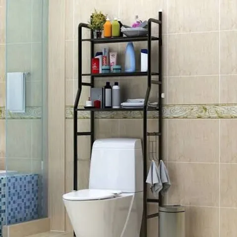 BOXED LIVING AND HOME 3-TIER BLACK METAL OVER TOILET BATHROOM STORAGE RACK