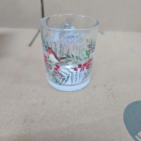 BOX OF 6 GISELA GRAHAM ROBIN GLASS TEALIGHT HOLDERS