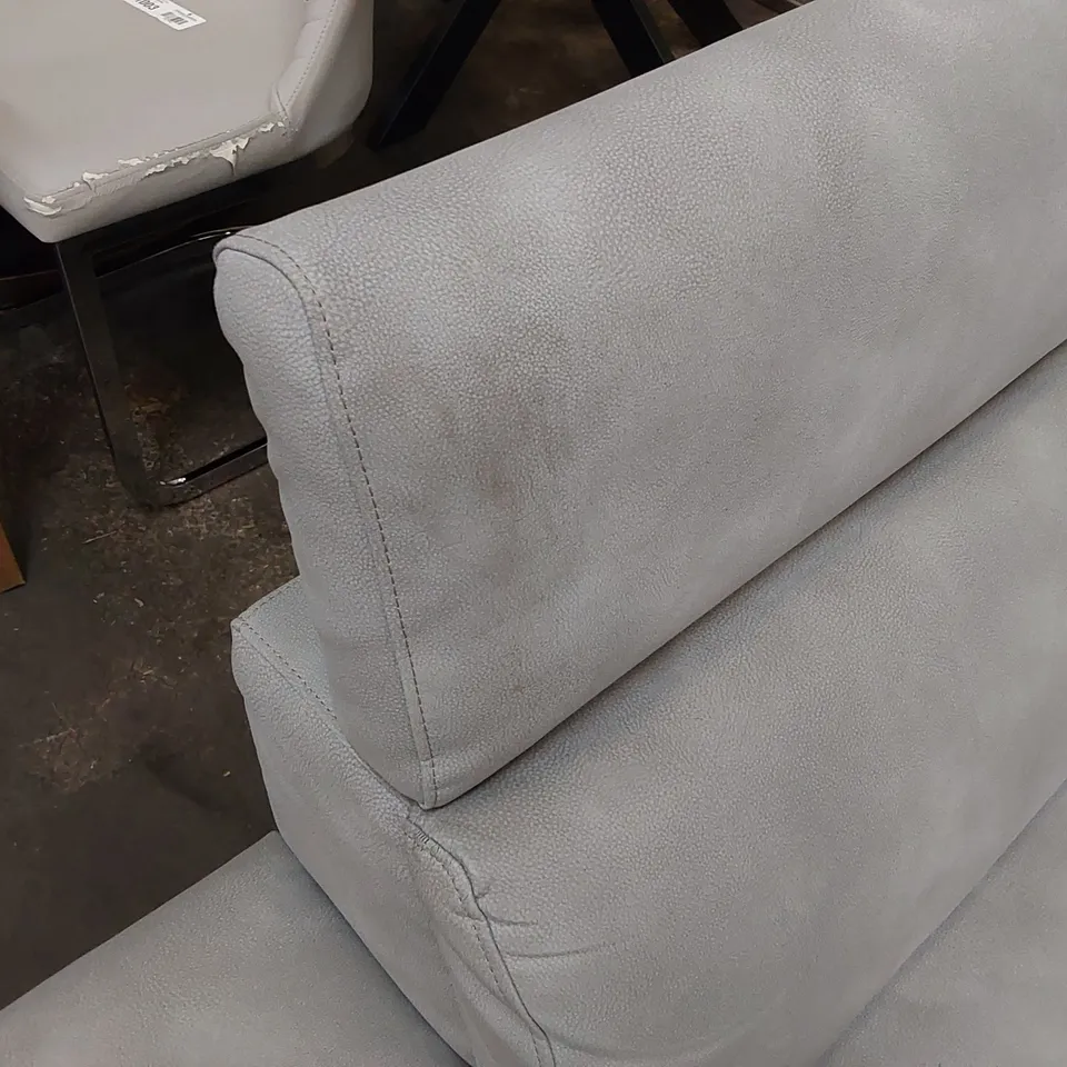 DESIGNER SUEDE CORNER SOFA WITH ADJUSTABLE HEADRESTS AND FOOTREST - GREY (4 ITEMS)