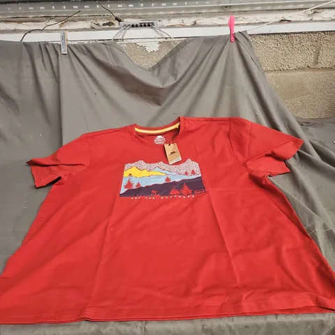 TRESPASS MENS RED QUICK-DRY T-SHIRT WITH MOUNTAIN GRAPHIC – XXXL