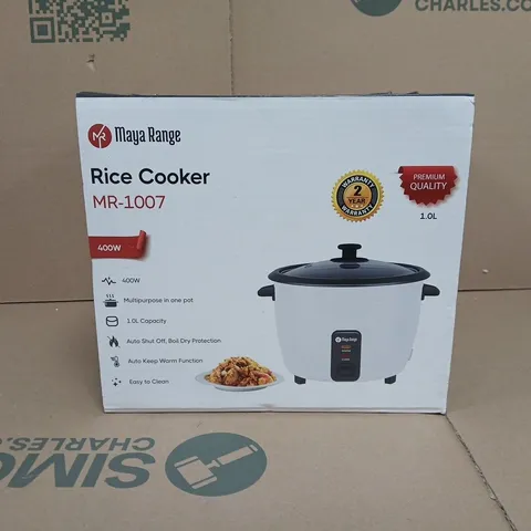 BOXED MAYA RANGE RICE COOKER MR-1007, 400W, 1.0L IN WHITE
