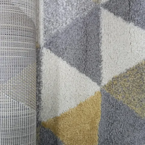 WELL WOVEN MYSTIC GOLD GREY FLAT WEAVE GEOMETRIC AREA RUG 60 X 90CM