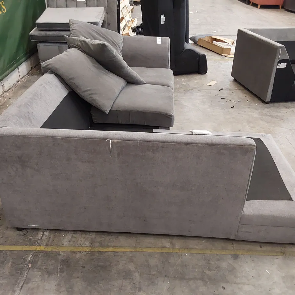 QUALITY DESIGNER CHAISE SOFA GREY FABRIC