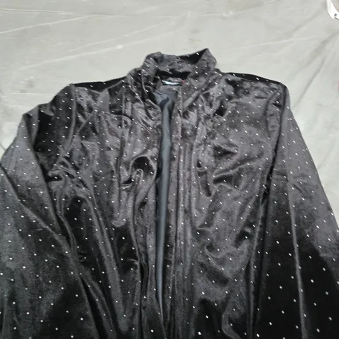 KLASS WOMEN'S BLACK VELVET TOP WITH WHITE SPARKLE PATTERN SIZE 16