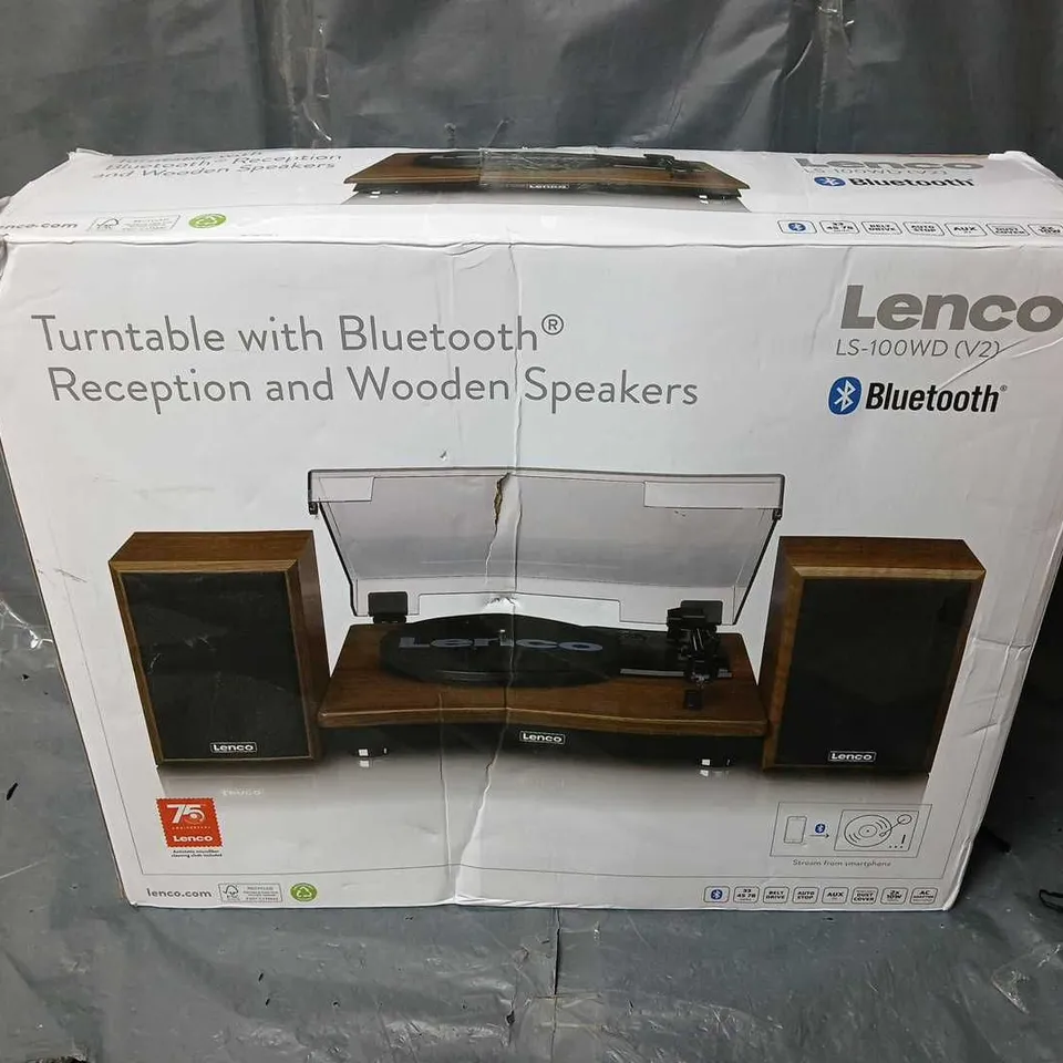 BOXED LENCO LS-100WD BELT-DRIVE TURNTABLE WITH BLUETOOTH - OAK419/2309