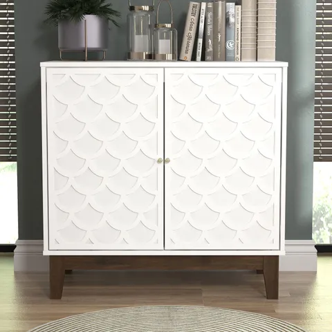 BOXED TIPTON 2 DOOR SIDEBOARD - WHITE/ROYAL WALNUT (1 BOX)