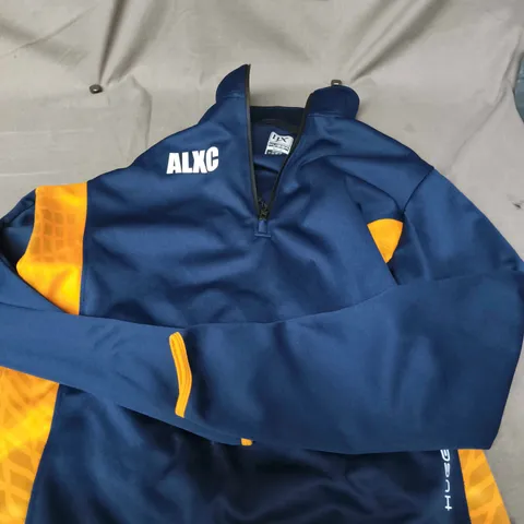 HUGGA MEN'S JACKET – BLUE WITH ORANGE PANELS, LARGE