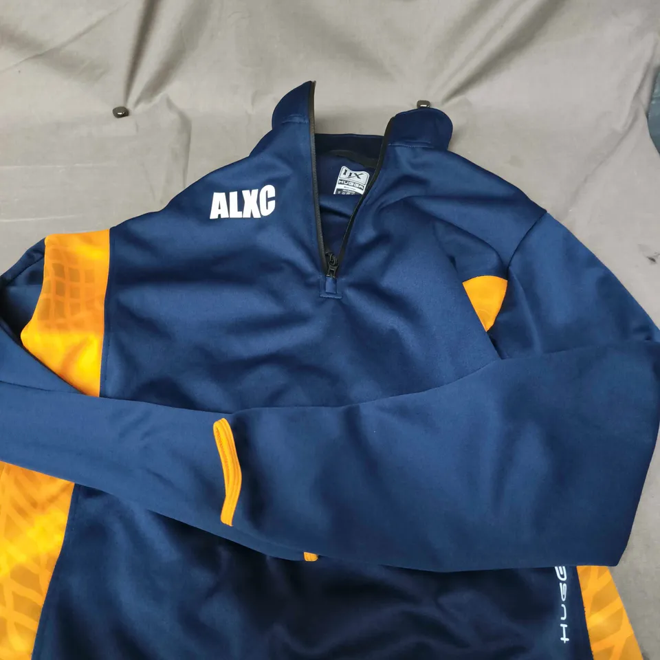 HUGGA MEN'S JACKET – BLUE WITH ORANGE PANELS, LARGE