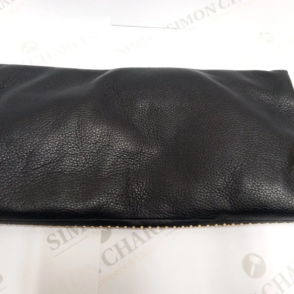 JIMMY CHOO BLACK AND GOLD LEATHER STUD LARGE CLUTCH BAG 