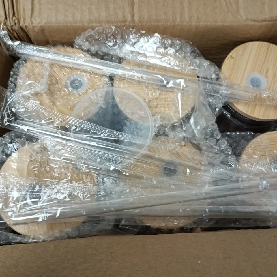 6 PACK 473ML SUBLIMATION GLASS CUPS WITH BAMBOO LIDS