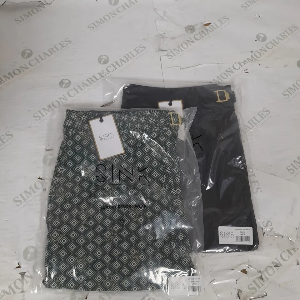 SINK SWIMWEAR PACK OF 2 PINNACLE TAILORED SHORTS IN BLACK AND MERIDAN SIZE L