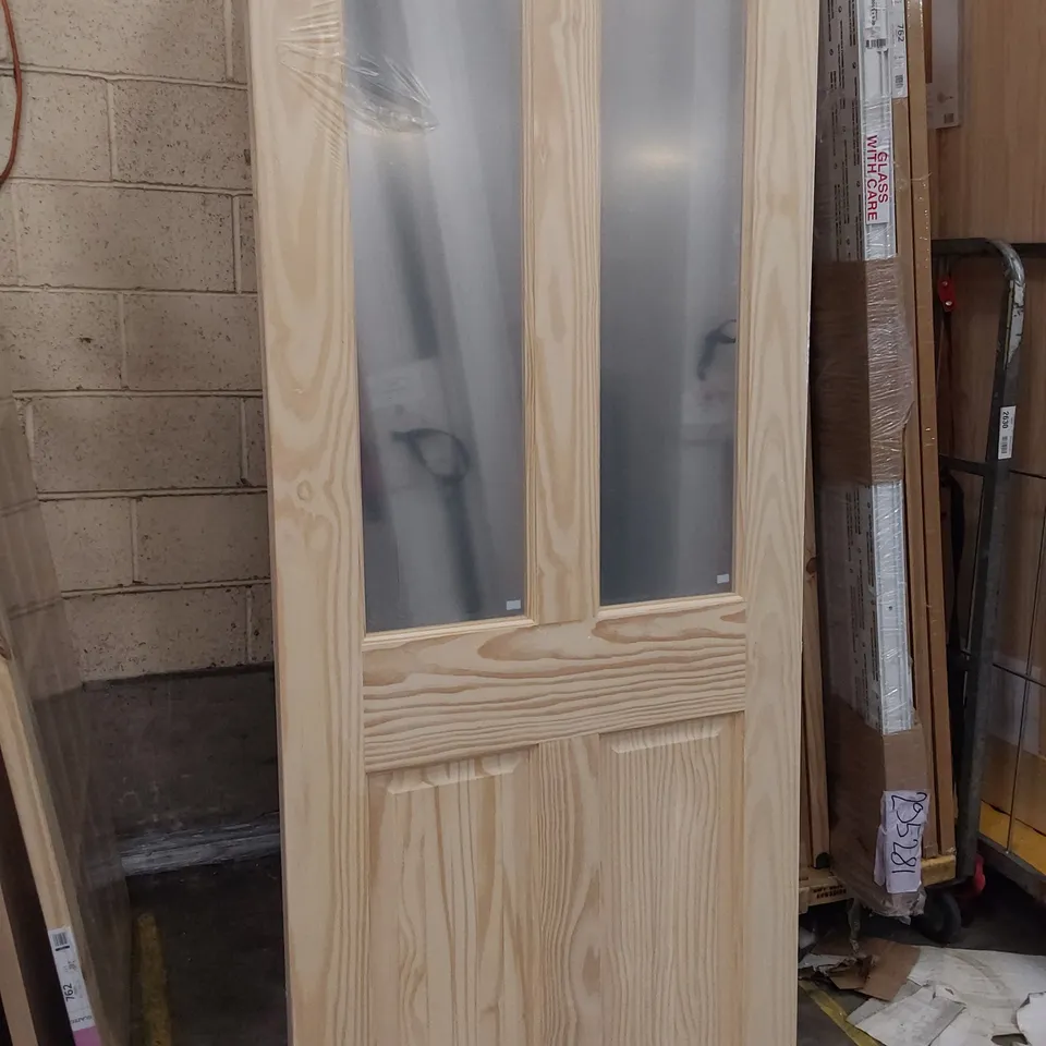 CLEAR PINE 4 PANEL INTERNAL HALF GLAZED DOOR 2032 × 813mm