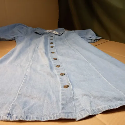 DOROTHY PERKINS MIDWASH DENIM SHORT SLEEVE BUTTON THROUGH DRESS - SIZE 20 TALL
