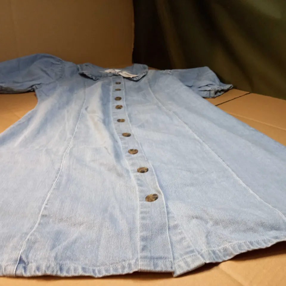 DOROTHY PERKINS MIDWASH DENIM SHORT SLEEVE BUTTON THROUGH DRESS - SIZE 20 TALL