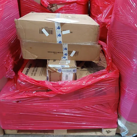 PALLET OF ASSORTED ITEMS INCLUDING: OFFICE CHAIR, KID'S PEDAL TRACTOR, 4.5FT MINI TRAMPOLINE WITH SAFETY NET, BABY PLAYPEN