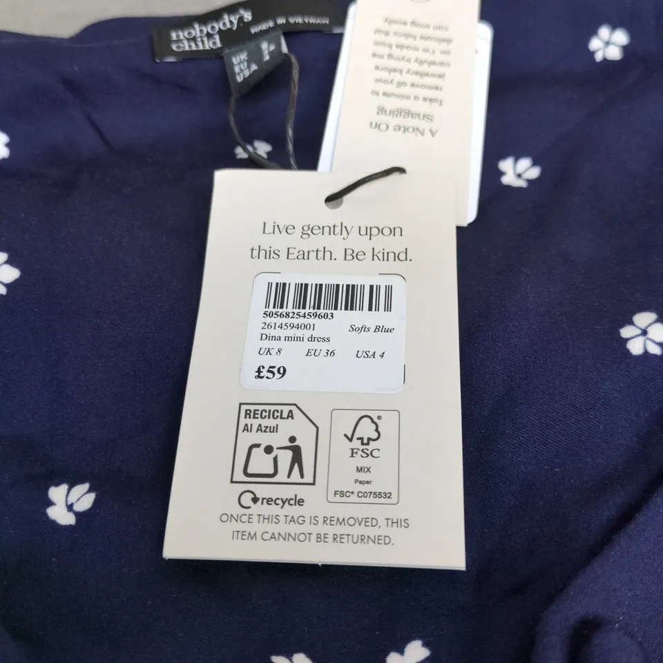 NOBODYS CHILD DINA MINI DRESS BLUE UK 8
