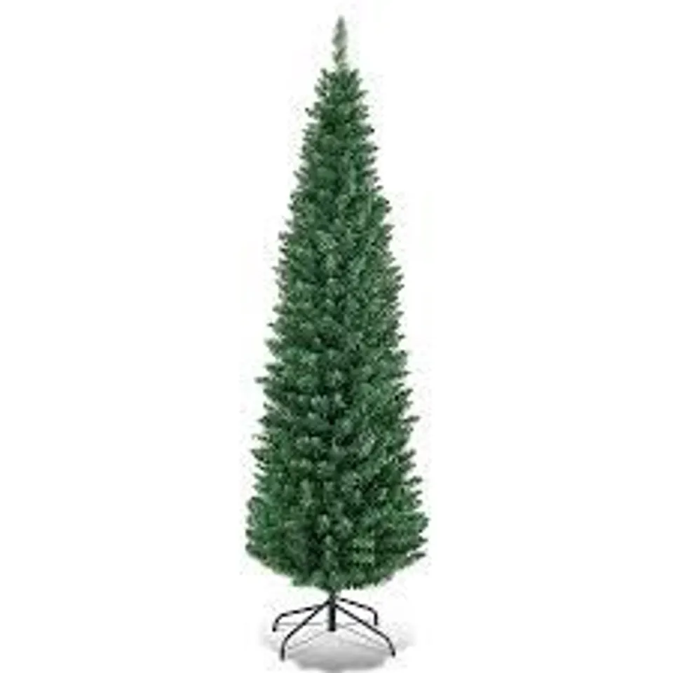 BOXED COSTWAY 5FT ARTIFICIAL CHRISTMAS TREE, HINGED GREEN XMAS TREES WITH FOLDABLE METAL STAND, UNLIT XMAS DECORATIVE TREE 