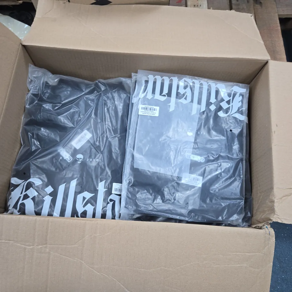 LOT OF APPROXIMATELY 40 BRAND NEW KILLSTAR ITEMS TO INCLUDE DARK SURGE SHIRTS AND BURNING LIGHT SHIRTS - VARIOUS SIZES