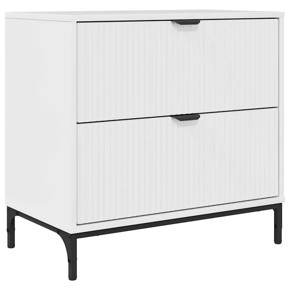 BOXED BEDSIDE TABLE WITH DRAWER HIGH GLOSS WHITE 63.5 X 36 X 61 CM