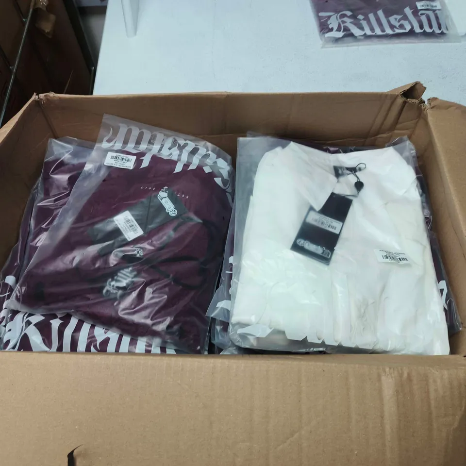 LOT OF APPROXIMATELY 30 BRAND NEW KILLSTAR CLOTHING ITEMS TO INCLUDE MOURNING SHIRTS AND LACE BARDOT TOPS - VARIOUS SIZES