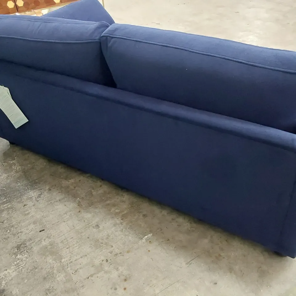 QUALITY BRITISH MADE LOUNGE Co TWO SEATER SOFA BLUE PLUSH FABRIC 