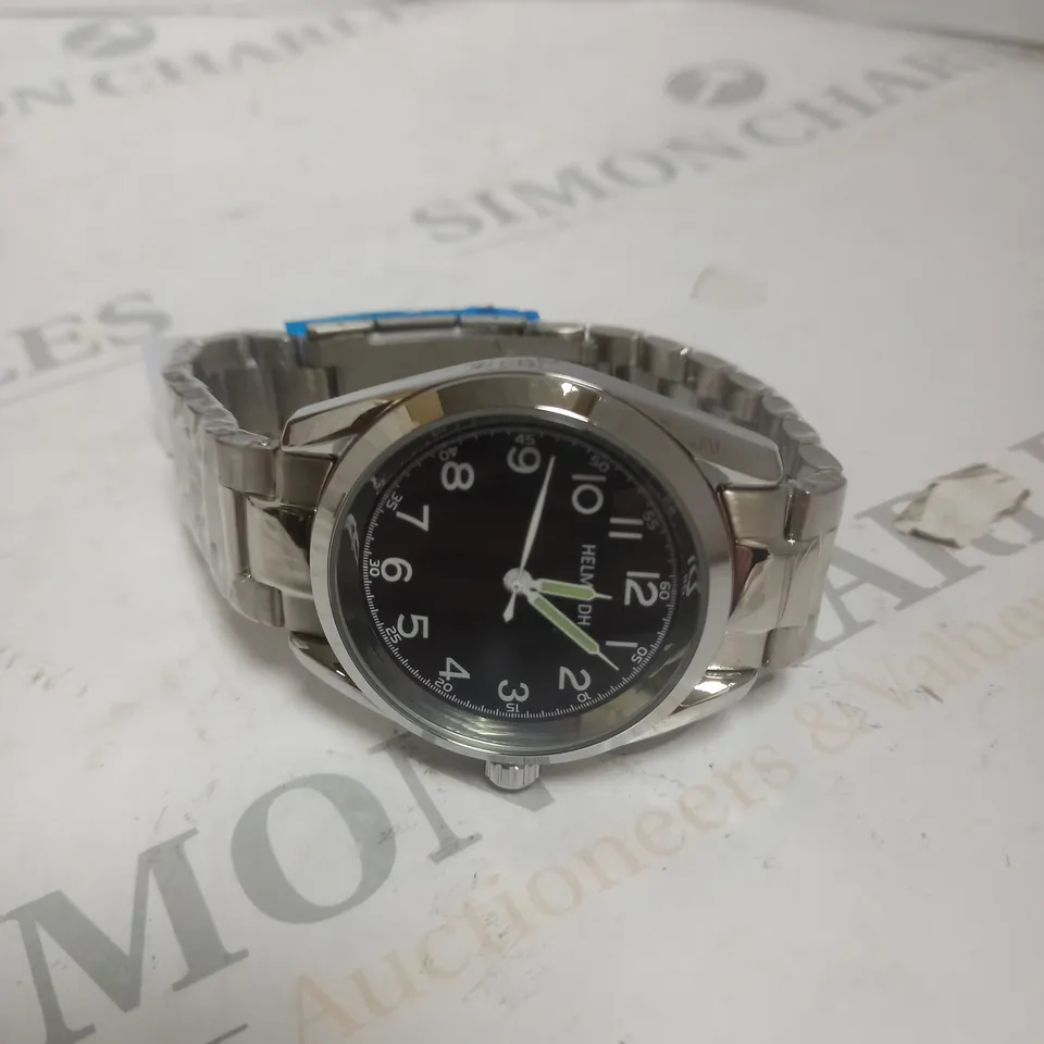 MENS HELMHA DH WATCH - STAINLESS STEEL STRAP - BLACK DIAL - 3ATM WATER RESISTANT