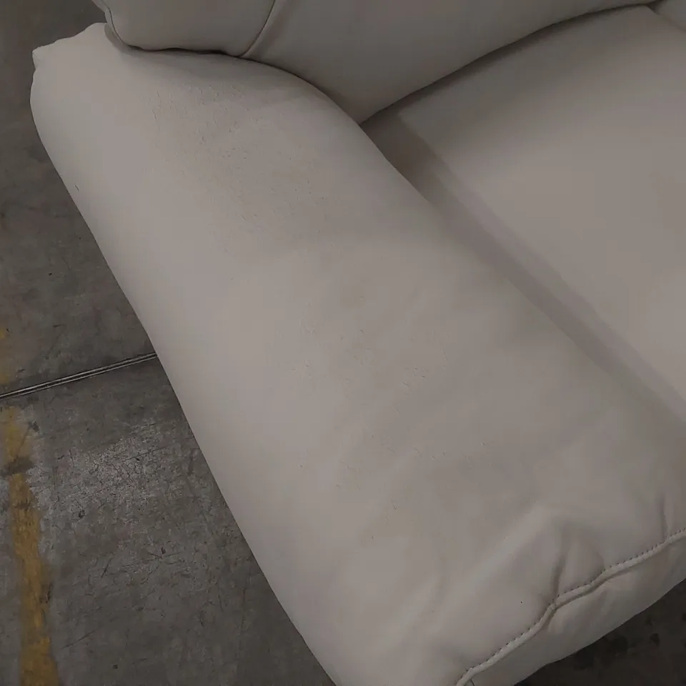 QUALITY DESIGNER 2-SEATER CREAM FAUX LEATHER SOFA