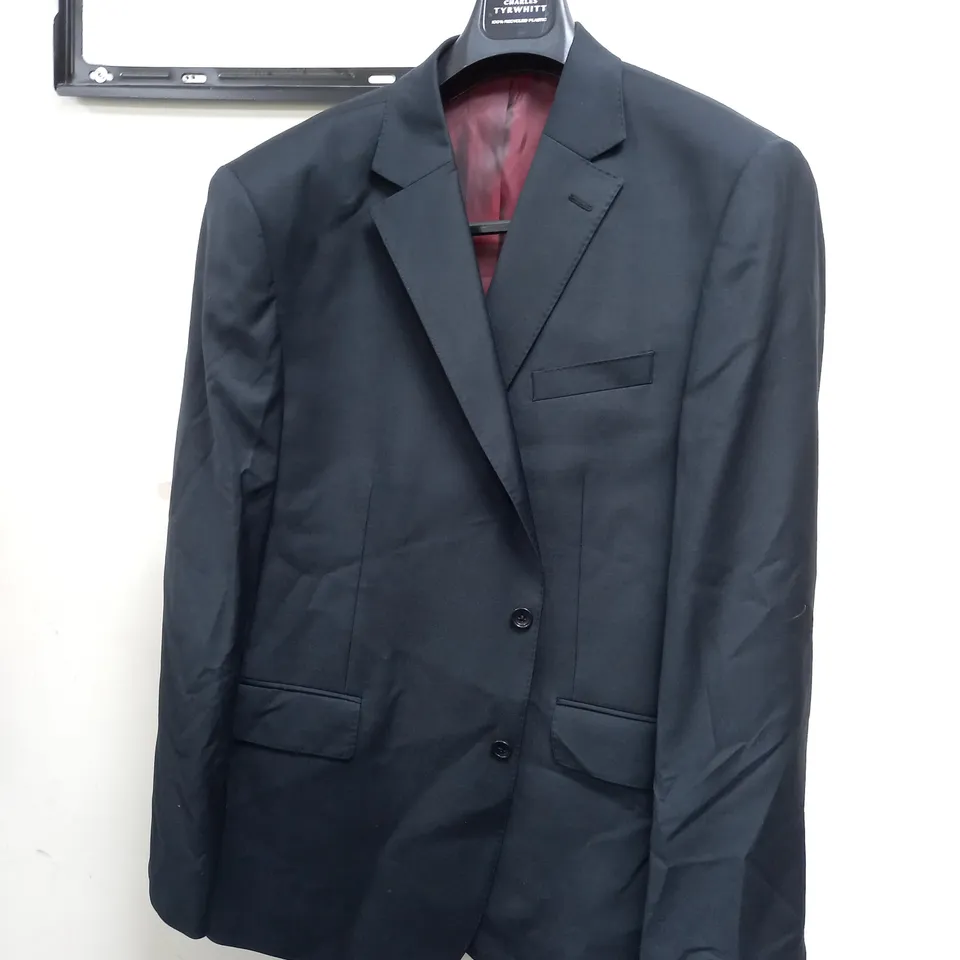 CHARLES TYRWHITT BLACK CLASSIC FIT NATURAL STRETCH TWILL SUIT JACKET SIZE 48R