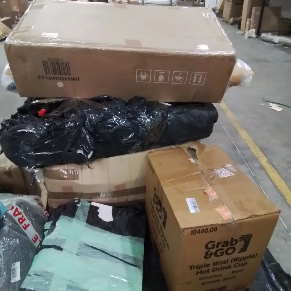 PALLET CONTAINING VARIOUS INCOMPLETE BOXED FURNITURE PARTS AND OTHER HOUSEHOLD ITEMS ETC.