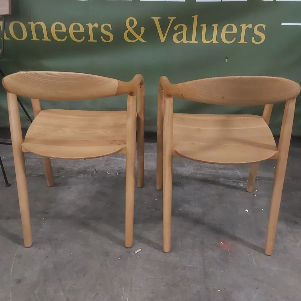 PAIR OF DESIGNER SOLID WOOD DINING CHAIRS