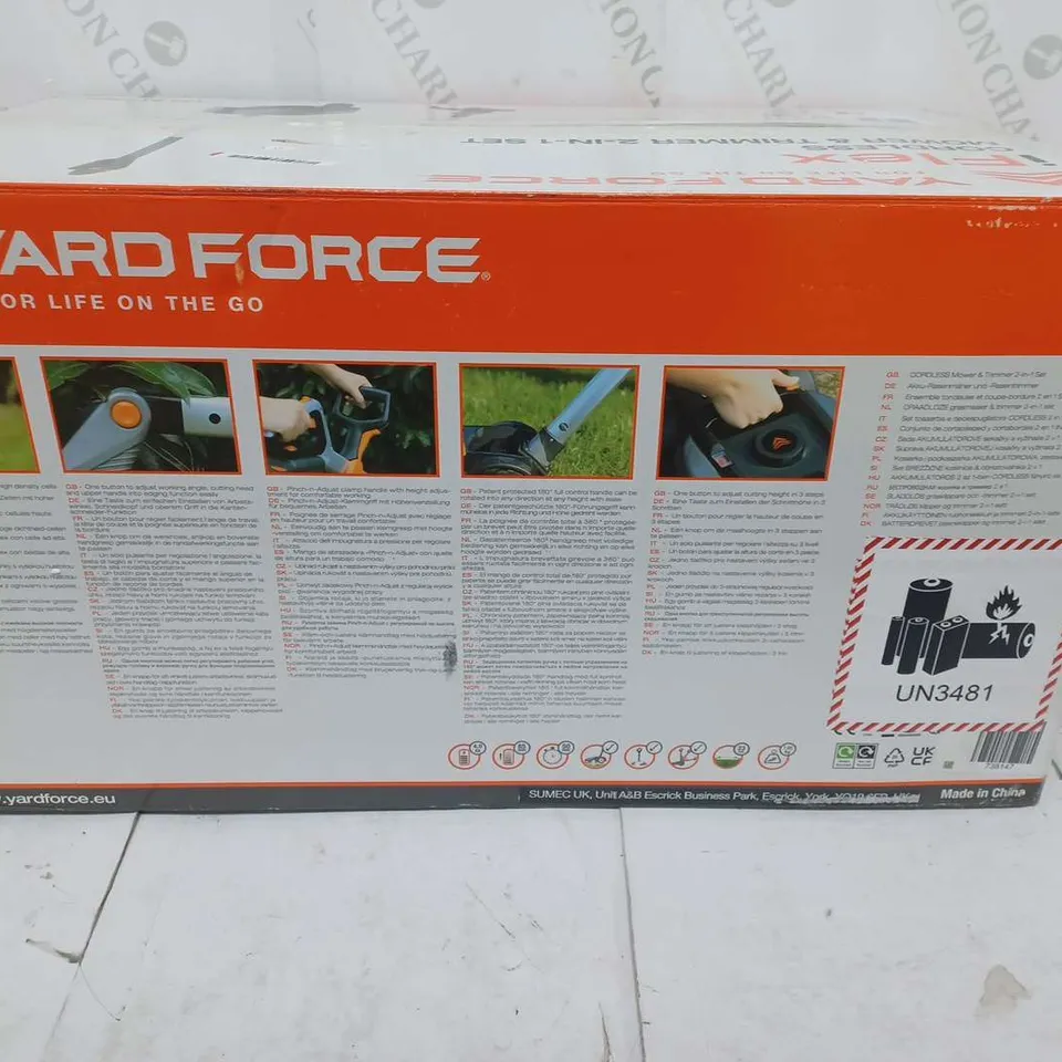 BOXED YARD FORCE IFLEX 12V MOWER & GRASS TRIMMER 