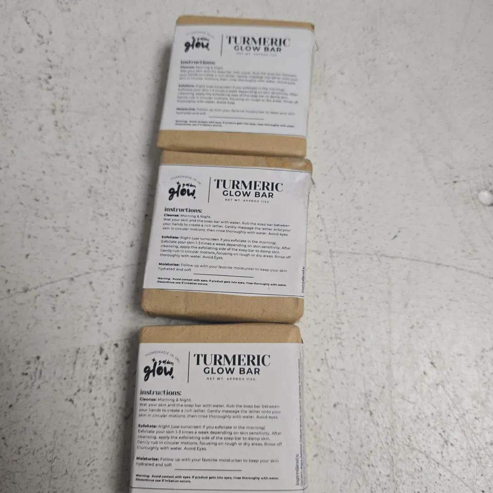 GOLDEN GLOW TURMERIC GLOW BAR – 3-PACK, HOMEMADE IN THE UK (BOXED)