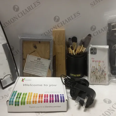 BOX OF APPROX 6 ASSORTED HOUSEHOLD ITEMS TO INCLUDE MAKE-UP BRUSHES, IPHONE 11 SILICONE CASE, WIRELESS MOTION SENSOR LIGHT, ETC