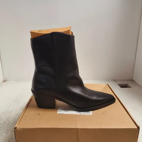 MNG WOMEN'S BLACK LEATHER ANKLE BOOTS – UK4 (EU37) WITH SIDE ZIP