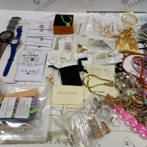 LOT OF ASSORTED JEWELLERY AND WATCH ITEMS TO INCLUDE CLARO JEWEL, BY GOM AND NOUCK