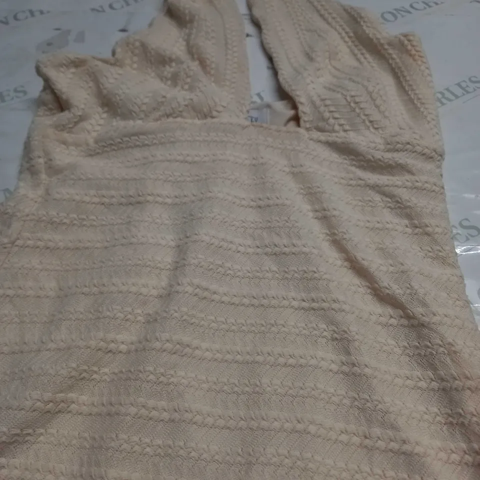 OH POLLY STRAP TEXTURED MIDI DRESS IN CREAM - UK 14