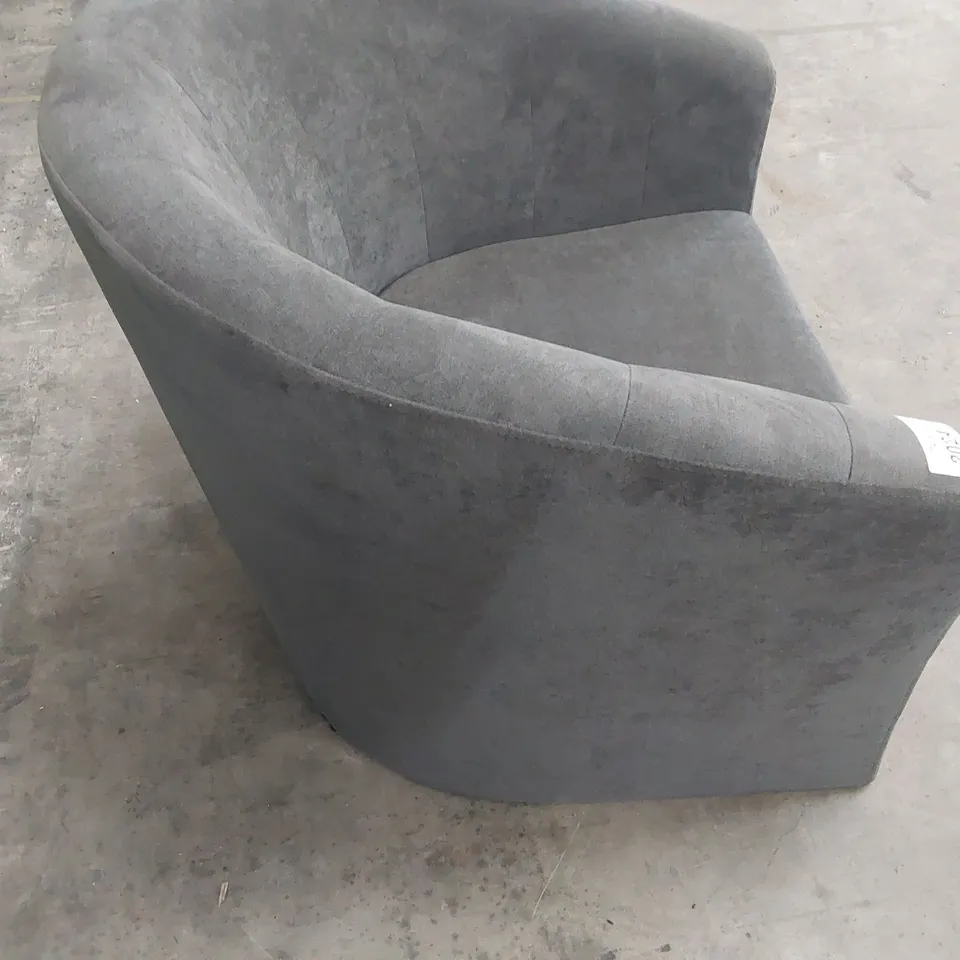 DESIGNER GREY FABRIC TUB CHAIR